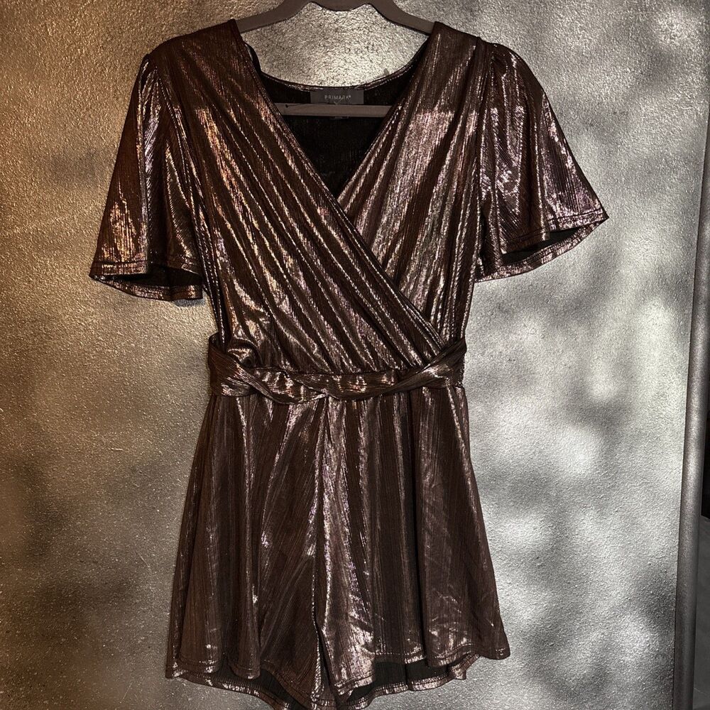 Primark Women’s Metallic Copper Romper 8 Club Party Vegas Summer Fall
